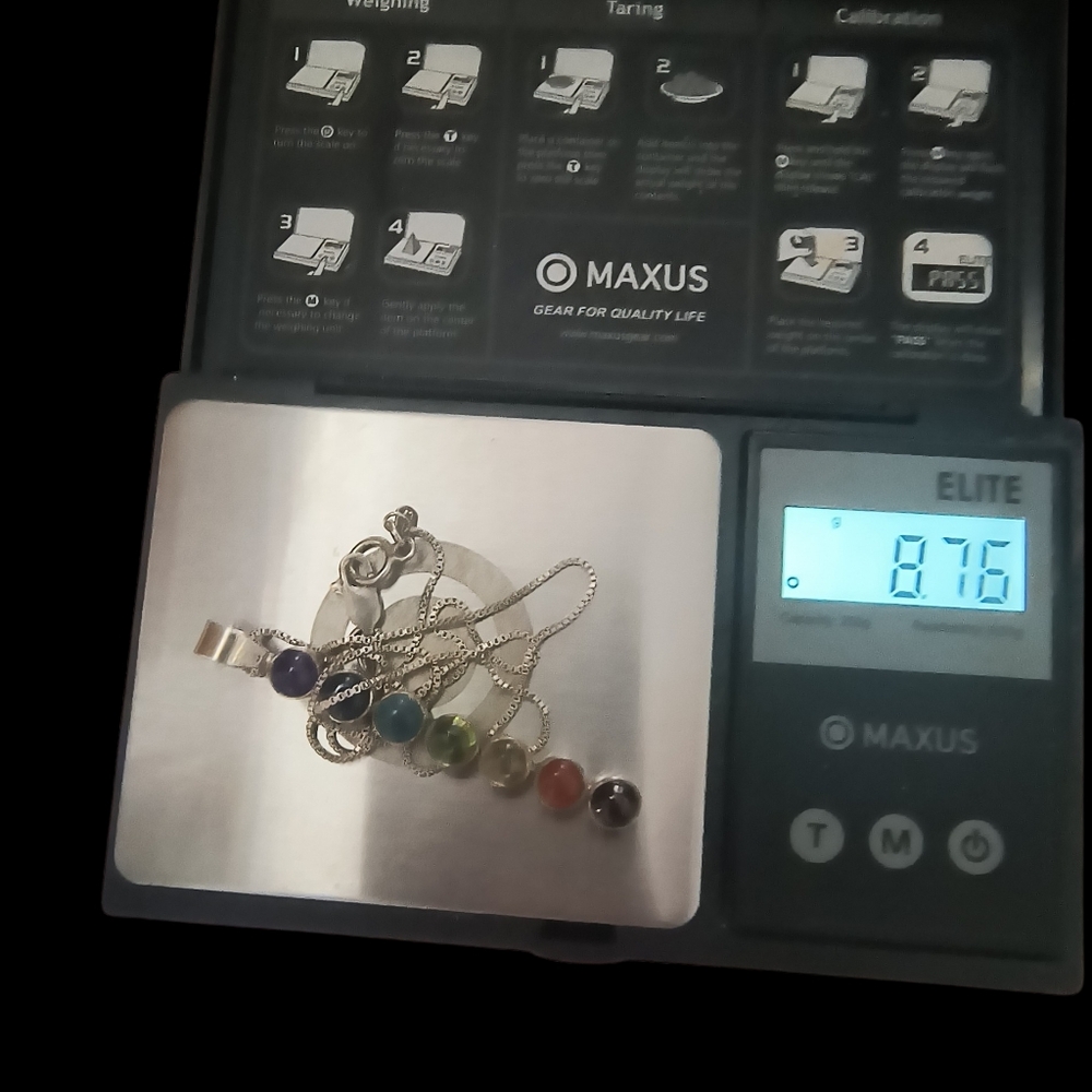 Multi Gemstone Vertically Aligned Chakra Necklace In Sterling Silver - Picture 11 of 11